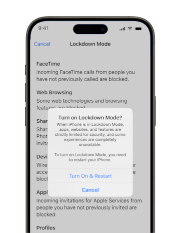 Enabling iOS Lockdown Mode